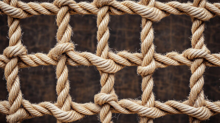 Close Up of Knotted Rope Netting Texture Background