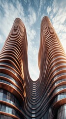 Poster - The building is tall and has a unique design