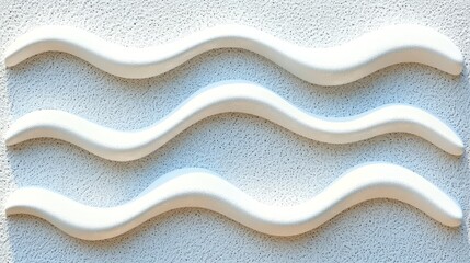 Three white wavy lines on a textured white surface.