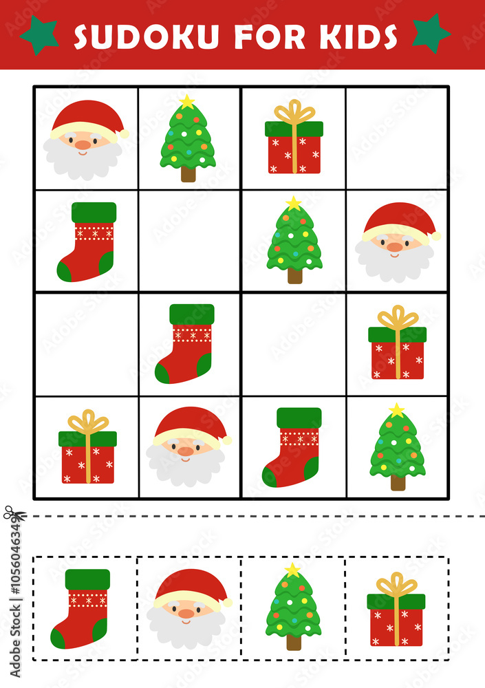 Christmas activity sheet. Sudoku logical reasoning activity for kids ...
