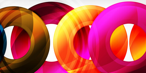 Aufkleber - Bright colorful circles with light effects. Abstract background
