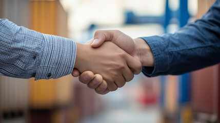 Businessman making handshake for successful business, investment deal teamwork and partnership business partners on logistic global network and supply chain