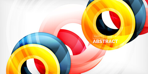 Aufkleber - Bright colorful circles with light effects. Abstract background