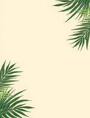 Aufkleber - Tropical palm leaves on beige background, minimalist design elements with a blank space for text to convey a summer vibe effectively.