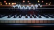 © Iurii - Piano keys illuminated with soundwave visualization at a music studio late at night