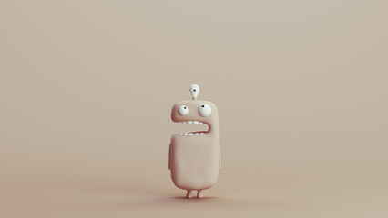 Fototapete - Cute beige monster creatures shape design neutral monochrome soft tones skin tones background 3d illustration render