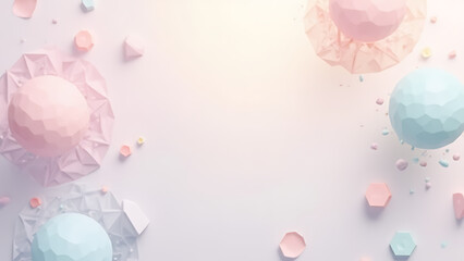 Aufkleber - Soft pastel hues surround geometric shapes with an abstract spherical pattern on a subtle color gradient background.