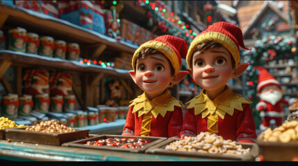 Little elves in the gift factory.