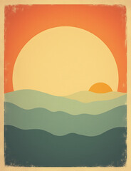 Poster - Retro designs feature a gradient background with a subtle grain texture for a vintage aesthetic effect.