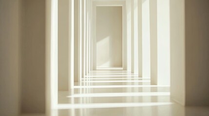Leinwandbilder - Modern hallway with white walls, minimal decor, and natural lighting. Sleek and uncluttered passage space.