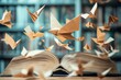 © Daria - Inspiration of knowledge  an open book and an origami bird in a library setting for learning