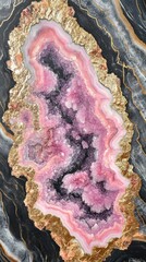 Aufkleber - A large rock with pink crystals on it