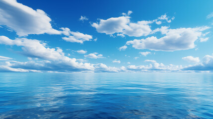Wall Mural - sea landscape. sky over calm sea. blue sea and sunny sky on horizon over calm water