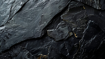 Poster - Black stone background, grey cement texture. Top view, flat lay.