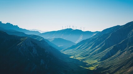 Wind Turbines on Mountain Landscape