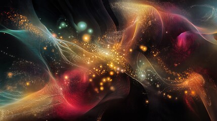 Wall Mural - A dreamlike scene where swirling patterns and radiant colors create an enchanting abstract representation of vibrant energy and harmonious balance.