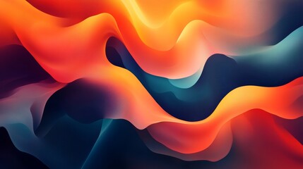 Wall Mural - Bold wave-like abstract forms created with vivid gradients evoke a sense of fluid motion and warmth, beautifully blending art and emotion on canvas.