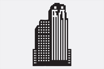 A black silhouette  vector of two city buildings.