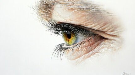 Wall Mural -   A close-up of a person's eye, with a yellow iris at its center surrounded by blue coloration