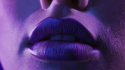 close up of a woman lips with purple  lipstick , lips with makeup 