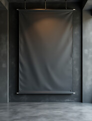 Aufkleber - Dark gray walls with a textured cement look provide a simple background for banners or other designs in a modern interior setting.