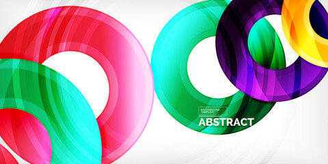 Poster - Bright colorful circles with light effects. Abstract background