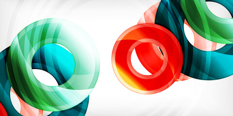 Aufkleber - Bright colorful circles with light effects. Abstract background