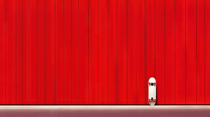   Red Wall with White Door and Two White Objects