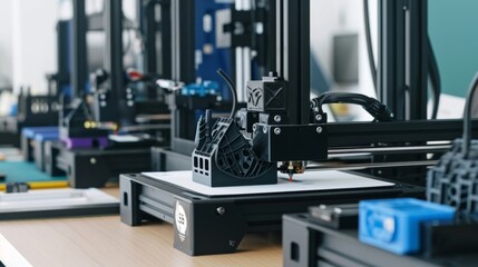 Poster - 3d printer is printing a complex object in a workshop, showcasing the intricate capabilities of additive manufacturing technology
