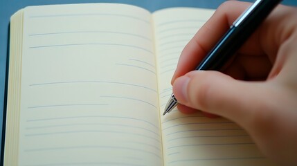 woman hand writing in a vintage notebook