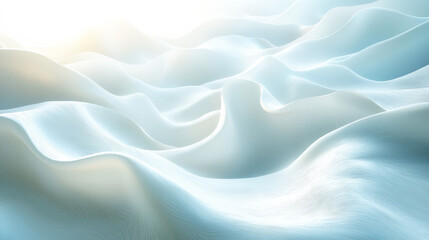 Poster - Gentle waves of soft white material glisten under the warm sunlight, evoking a calm and peaceful ambiance