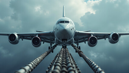 Engineering Marvels: A Mighty Airplane on a Strong Steel Cable