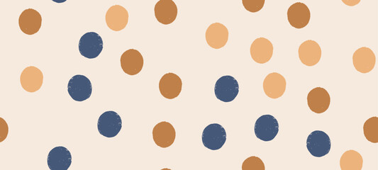 Poster - Seamless vector pattern with irregular crayon dots and splotches in a retro polkadot style. Abstract beige background with a modern geometric design.