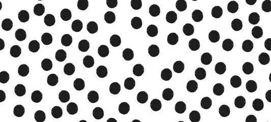 Poster - Seamless vector pattern with irregular crayon dots and splotches on a black and white polka background.