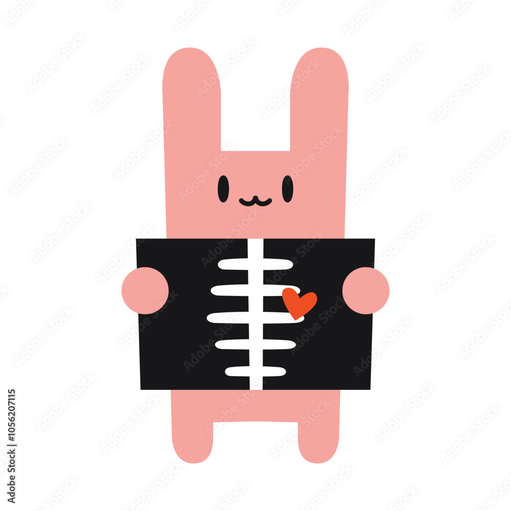 X Ray Rabbit Hand Cute bunny holding x-ray in front of him, anatomy and biology concept ...