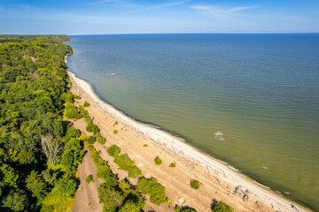 Aerial view of coastline by Toila in Estonia, Europe, August 2024