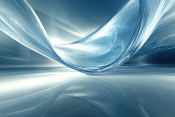 Abstract representation of flowing light in a serene blue environment at dawn