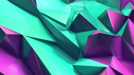 Poster - Colorful abstract geometric shapes create a striking visual effect in shades of teal, purple, and green