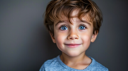 Wall Mural - Cute boy on a gray background