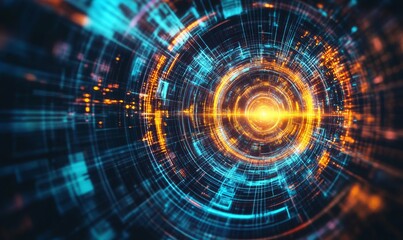 Abstract digital technology background with vibrant glowing circles