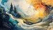 © Chatchanan - A surreal abstract painting depicting the energy of outdoor life,