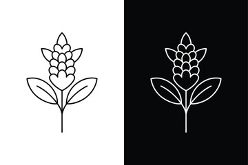 Flat vector Acacia flower icon illustration. Tree branch collection acacia icon vector on white background.