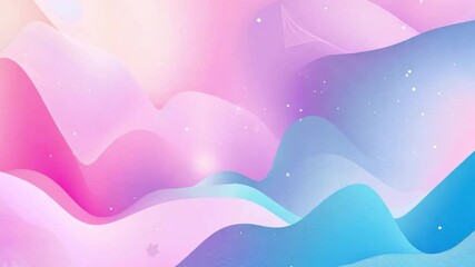 Poster - Abstract waves of pink and blue blend in a serene landscape at dawn, evoking tranquility for a peaceful atmosphere