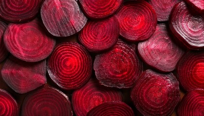 Wall Mural - Freshly sliced beets close up.