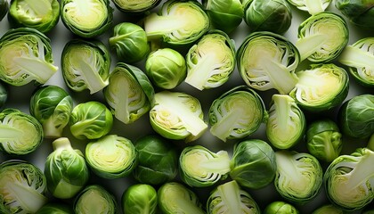 Wall Mural - Fresh brussels sprouts, ready to eat.