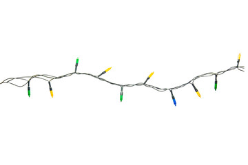 Wall Mural - string of christmas lights isolated on transparent background...