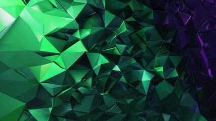 Poster - Colorful geometric shapes create an abstract pattern in shades of green, purple, and black, showcasing a modern design