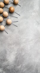 Poster - Wooden figures symbolize connections in business and social interactions against a gray and green background