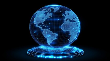 Poster - Digital Globe with Illuminated Connectivity Points, Symbolizing Advanced Global Network and Cyber Technology, Generative AI
