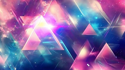 Poster - Colorful abstract composition featuring geometric shapes and vibrant hues reminiscent of a cosmic landscape